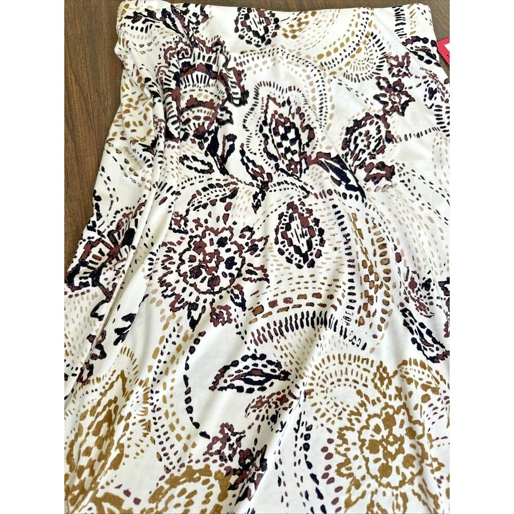 Vince Camuto Women's Floral-Print Pull-On Maxi Skirt Cream Brown Size S - Picture 4 of 6
